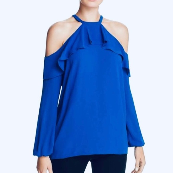 MICHAEL Michael Kors Cobalt Cold
Shoulder Blouse, Blue ruffled - Picture 2 of 6